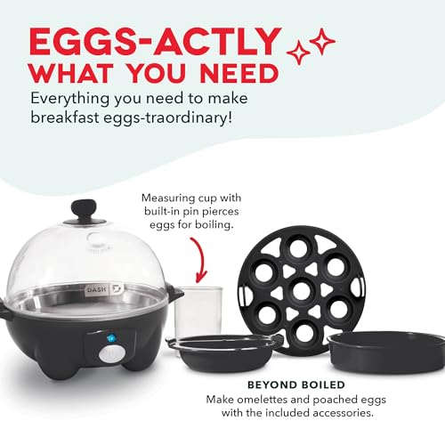Dash Rapid Egg Cooker - Boiler, Poacher & Steamer - Includes Measuring & Recipe Guide - Dishwasher Safe - BPA Free - Holds 7 Eggs, Black - Image 6