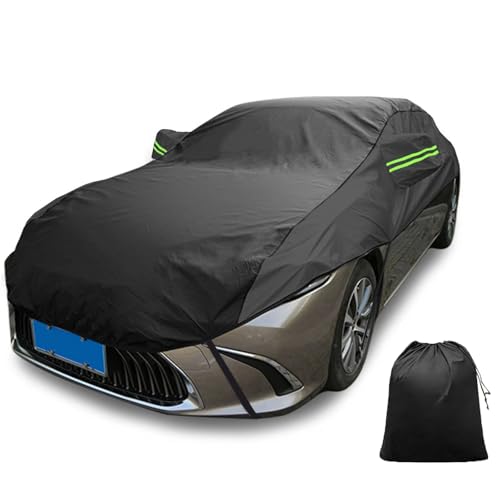 LinGKon Funda Coche Exterior para Kia Rio Hatchback(1999-2022) 丨Oxford Funda de Medio Coche de Tela protección UV a Prueba de Polvo Cubre Coches Impermeable Antiarañazos con Tira Reflectante(Black)