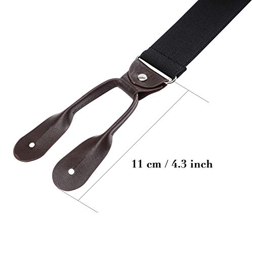 AWAYTR Mens Brown Button End Suspenders - Adjustable Elastic Y Shape Tuxedo Suspender