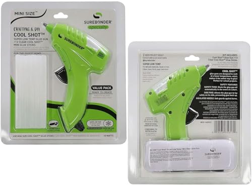Image of Surebonder 10W Ultra Low Temp Cool Shot Mini Glue Gun Kit with 12 Glue Sticks,Bonds Delicate Materials Like Paper,Fabric,Foam,Balloons - Clear,(Pack of 6)