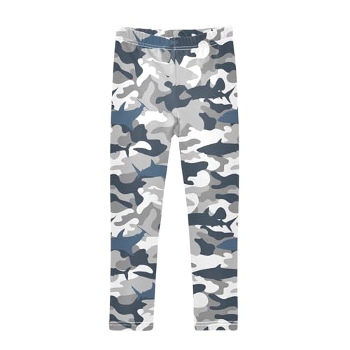 CaTaKu Girls Leggings Camouflage Sharks Leggings for Girls Kids Athletic Workout Yoga Pants Size 4-10T