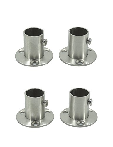 Stainless Steel Closet Wardrobe Rod Holder Socket End Support Bracket Flange for 19mm (Set of 4)
