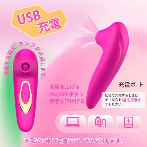 【初学者向け!AV女優も絶賛 吸うやつNo.1】バイブ 吸うやつ 吸引バイブレーター女性用ー大人のおもちゃー電マ【5種クリ吸引＋振動＆手のひらサイズで可愛く持ちやすい】おとなのおもちゃ 人気 電動マッサージ器 乳首開発 乳首責め あだるとグッズ 女性 クリ 吸引 柔らかい USB充電式 防水収納袋付き ピンク 小型バイブ ハンディマッサージャー - 画像4