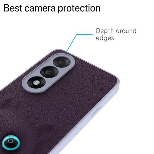 Image of Pikkme Back Cover for Oneplus Nord 5 5G | Cute Cat Leather Finish for Girls | Soft TPU | Bumper Case (Purple)