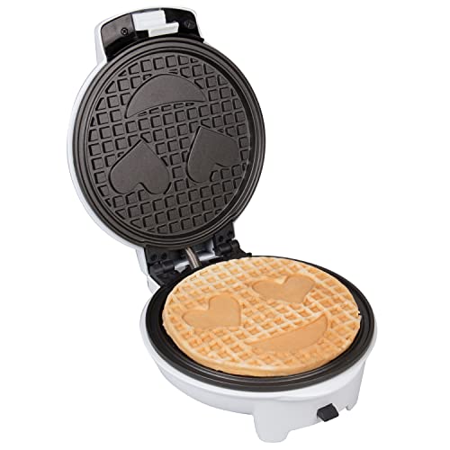 Smiley Face Emoji Waffler & Pancake Maker W 2 Interchangeable, Removable 8" Plates- Adjustable Temperature Control, Nonstick Electric Griddle Iron- Easy Clean, Make Kids Breakfast Fun For Whole Family #TOP7