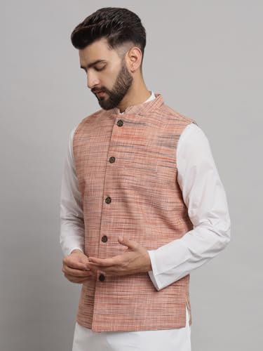 Image of LATEST CHIKAN Men's Traditional Cotton Solid Nehru Jacket /Waistcoat