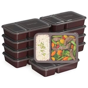 Bentgo Prep – 20-Piece 2-Compartment Reusable Meal Prep Containers with Lids, PFAS & BPA Free Materials, Durable, Microwave, Freezer, & Dishwasher Safe To Go Food Storage (Burgundy)