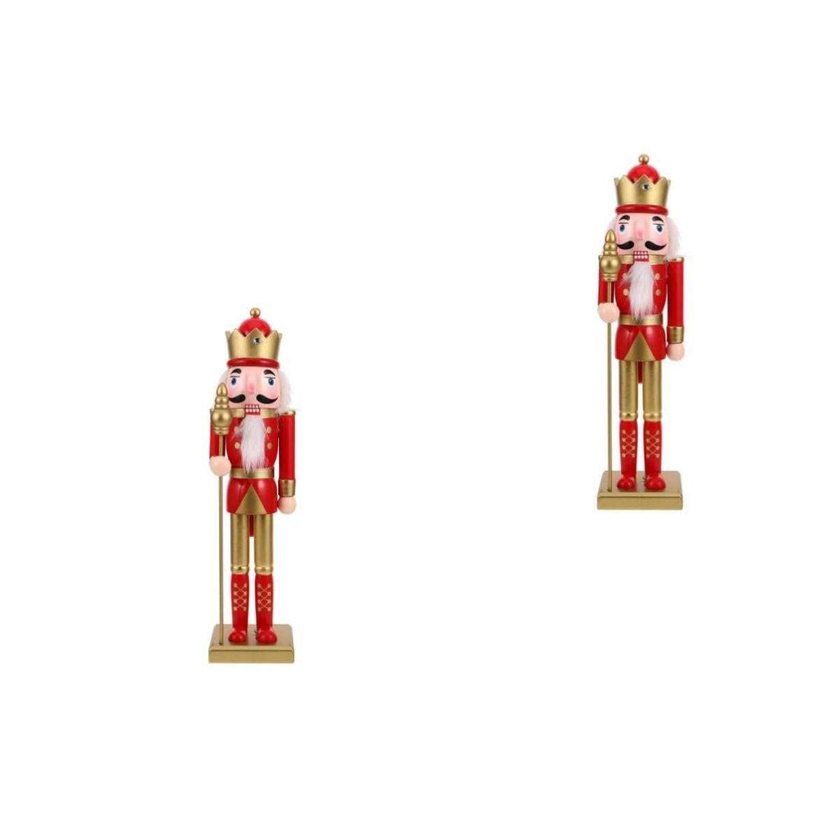 minkissy 2 Stück Nussknackerfigur, 38cm, Rote Weihnachtsdekoration