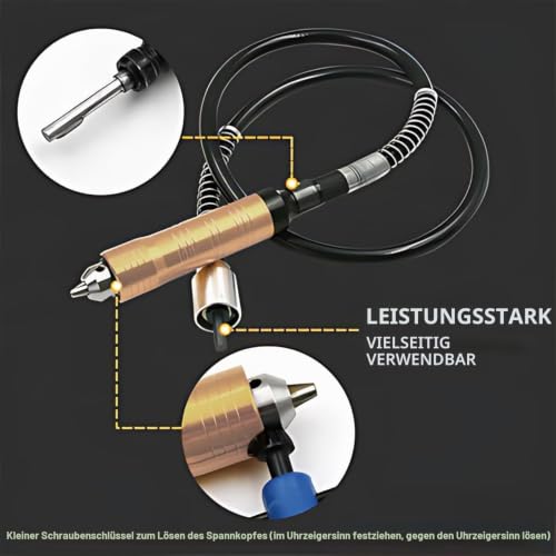 Telituny Biegsame Welle, 6 Mm Flexible Bohrwelle Verlängerung mit 0.3-6.5mm Spannbereich, 10000 U/min Flexible Welle Bohrmaschinenwelle, für Polieren, Gravieren, Bohren, Schleifen