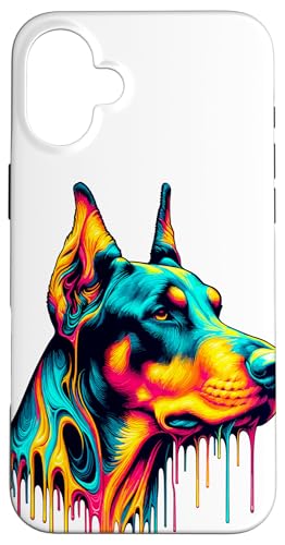 Dripping Paint Art Doberman Pinscher Dobermans Dobie Case for iPhone 16 Plus