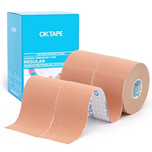 Image of OK TAPE Kinesiology Tape (2 Pack) Latex Free Cotton Uncut 2in x 16.4ft