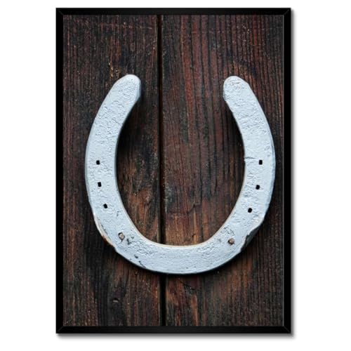 Fer à cheval chance poster haut de gamme cadre blanc déco murale 50 x 70 cm