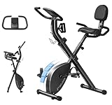 MOJEER フィットネスバイク エアロバイク トレーニングバイク 家庭用 静音 折り畳み【16段階負荷調整・サドル8段調節】【腰部サポートとアームレスト付き】 アップグレード版 室内バイク コンパクト収納 耐荷重150kg 組立簡単 日本語説明書付き XB-ZF (黒,L)
