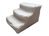 Vedem Pet Stairs Dog Portable 3 Steps Ramp Ladder Stairs with Fleece Cover (Beige)