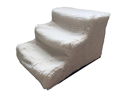 Vedem Pet Stairs Dog Portable 3 Steps Ramp Ladder Stairs With Fleece Cover (Beige) #TOP20