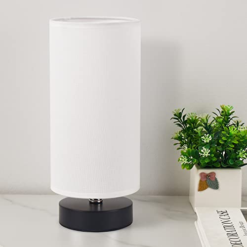 Image of Table Lamp, Bedside Nightstand Lamp, Simple Desk Lamp, Cylinder Table Lamp for Bedroom Living Room Office Study, White Shade and Black Base (White)