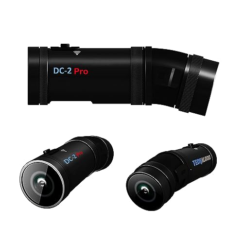 TECHALOGIC DC-2 Pro. Dual Lens Helmet Camera - Twin Motorcycle Cycle Camera & Horse Riding 2k QHD Camera - Connects to Most Cycle, Riding & Motorbike Helmets