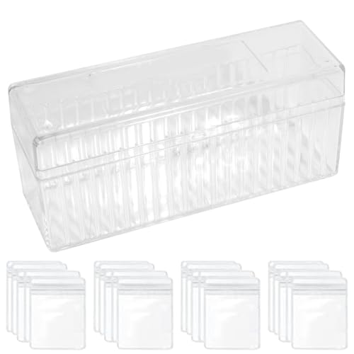 Caja organizadora de joyas transparente – Almacenamiento de pendientes, anillos, collares | Joyero con 20 bolsas, caja de exhibición transparente para pulseras, aretes, anillos y uso de viaje
