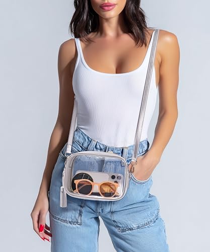 Image of Yarnic Clear Bag Stadium Approved, PVC Transparent Crossbody Purse Small Clear Crossbody Bag with Adjustable Shoulder Strap