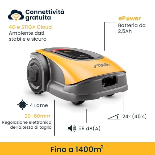 Stiga A1000, Robot Autonomo, Senza Cavo, Aree Fino A 1400 M2, Segnale Gps, Pendenze Fino Al 45% (24°) - 4