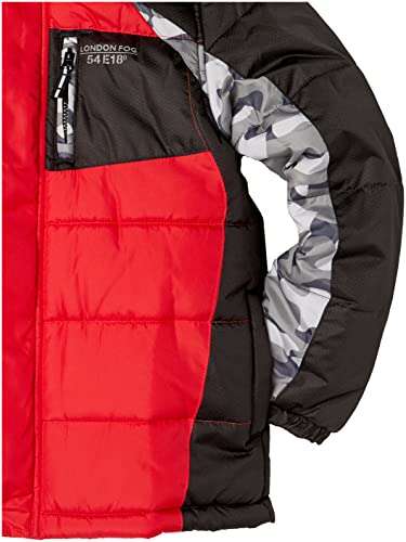 Image of LONDON FOG Boys' Toddler Color Blocked Winter Puffer Jacket with Hat