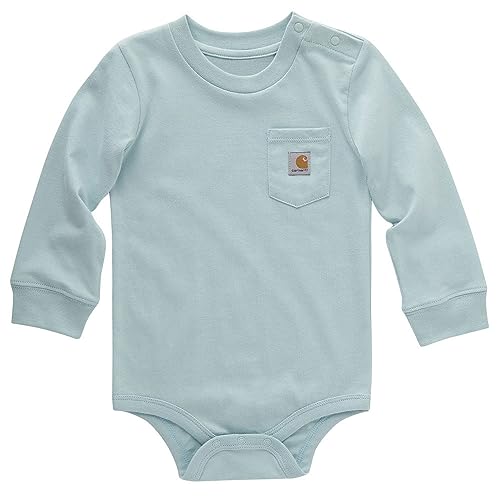 Carhartt Kid's CA5001 Long-Sleeve Pocket Bodysuit - 3 Months - Pastel Turquoise