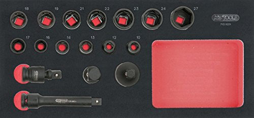 KS Tools 713.1031 - Module de douilles à chocs 1/2'' - Pour servantes et établis - Empreinte des outils découpée au laser - Mousse imputrescible - 17...