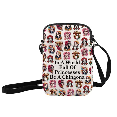 JXGZSO Mexican Lady Cosmetic Bag In A World Full Of Princesses Be A Mexican Makeup Bag Badass Women Gift (Mexican women Crossbody Bag)