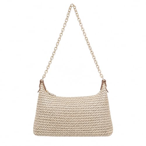 Bolso bandolera pequeño de paja tejido para mujer miniatura 1