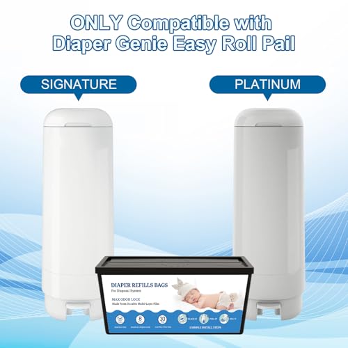 Image of Diaper Refill Bags for Genie Easy Roll & Platinum Diaper Pails, Lasts Up to 6 Months,90 Bags,7-Layer Odor-Barrier Technology