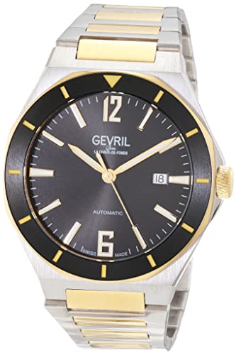 Gevril Men's High Line Swiss Automatic Watch, Two Toned 316L Stainless Steel IPYG Bracelet with Deployment Buckle