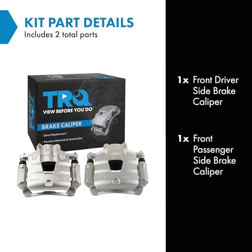 Image of TRQ Front Driver and Passenger Side Brake Caliper Set Caliper Brackets Hardware Compatible with 16-19 Chevrolet Cruze Volt 17-19 Chevrolet Bolt EV