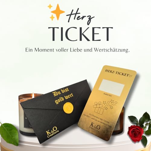 Rubbelkarte mit Botschaft – Gutschein zum Ausfüllen | Geschenk für Freundin, Partner, Familie | Goldenes Ticket mit Rubbelfeld | Überraschung für Geburtstag, Jahrestag, Kino, Reise & Valentinstag