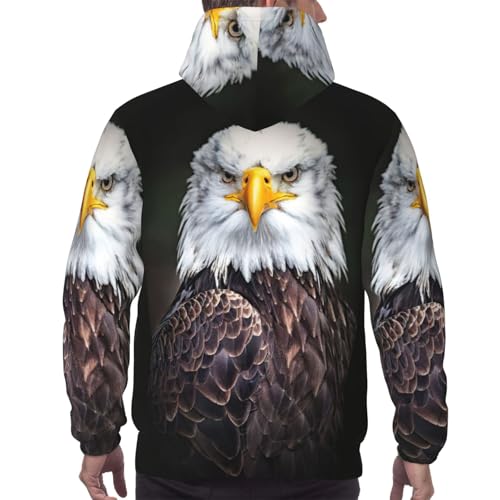 Sweat à capuche aigle blanc homme - Pull à cordon de serrage confortable