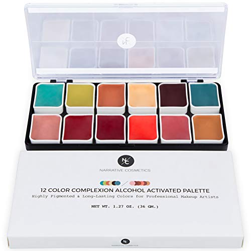 Narrative Cosmetics 12-Color Complexion Alcohol-Activated Palette, Professional Quick Drying Waterproof Sfx Makeup, Tattoo Cover #TOP10