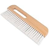 Concrete Brush with Wood Handle, Multi-Purpose Wallpaper Smoothing Tool for Tile Grout Scrubbing, Masonry and Paste Application