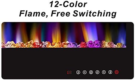 Antarctic Star 50" Recessed Electric Fireplace, Built-in Wall & Wall Mounted Electric Heater, Multicolor Flame & Crystal, 1500W Heater, Touch Screen, Black (50‘’)