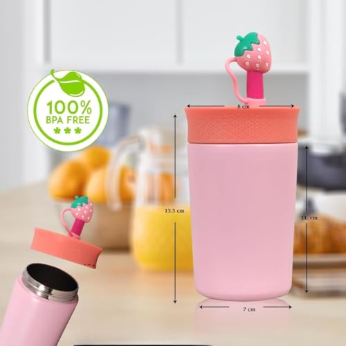 Image of Toddler Water Bottle with Straw, Kids Sipper Cup BPA Free Leak Resistant Drinking Bottle for Preschool, Daycare, Travel & Everyday Use (Light Pink , 350 ml)