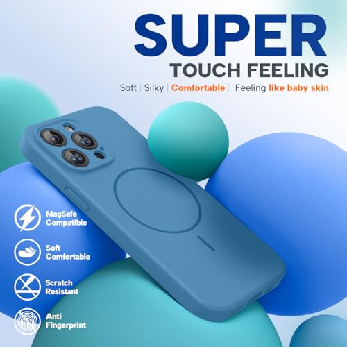 Image of Miracase Magnetic for iPhone 14 Pro Max Case, [Soft Anti-Scratch Microfiber Lining], Compatible with MagSafe, Silicone Shockproof Protection Phone Case for iPhone 14 Pro Max,Capri Blue
