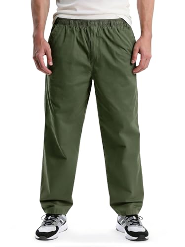 Men's Lightweight Casual Pants Elastic Waist Pull On Work Travel