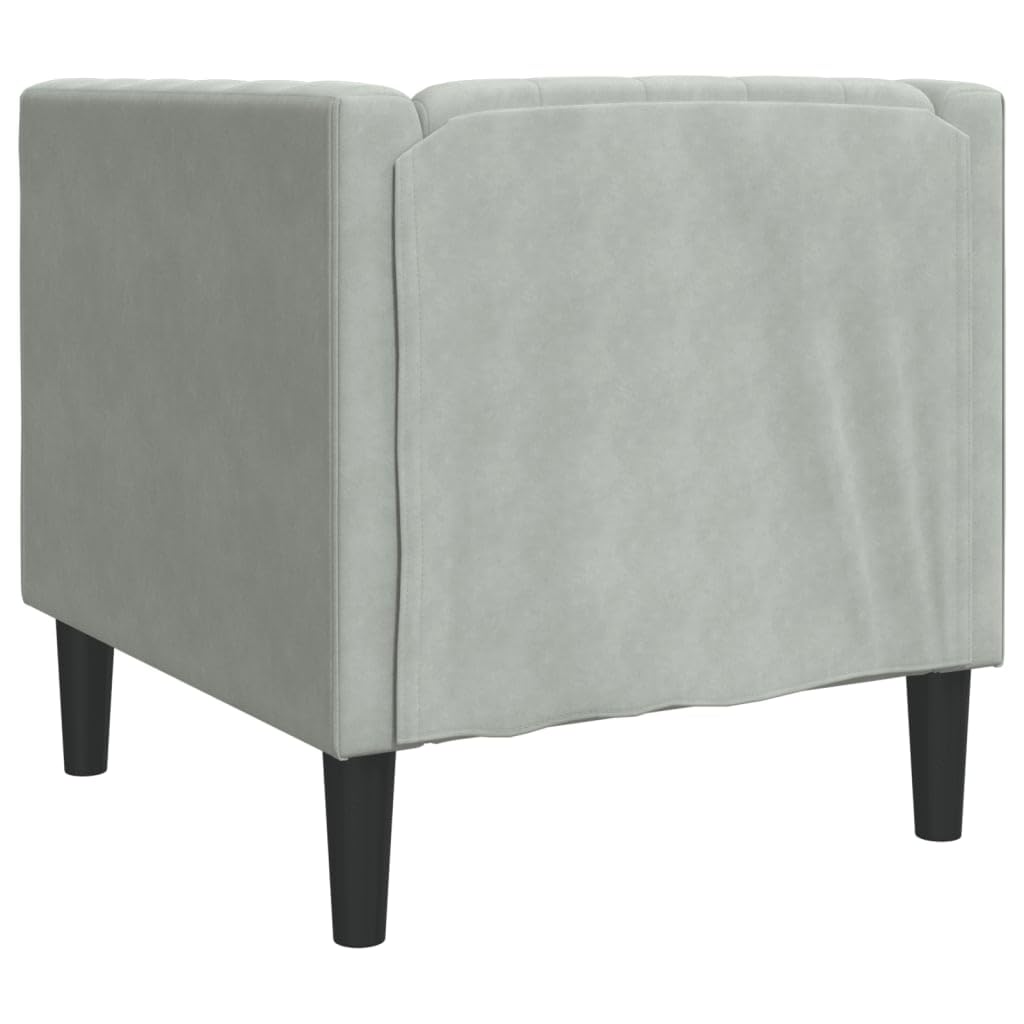 Chesterfield-Sessel Hellgrau Samt Polsterecke Bequemer Lounge-Sessel mit Knopfheftung, Stabilen Beinen und Platzsparender Gestaltung für Wohnzimmer, Gästezimmer oder Büro