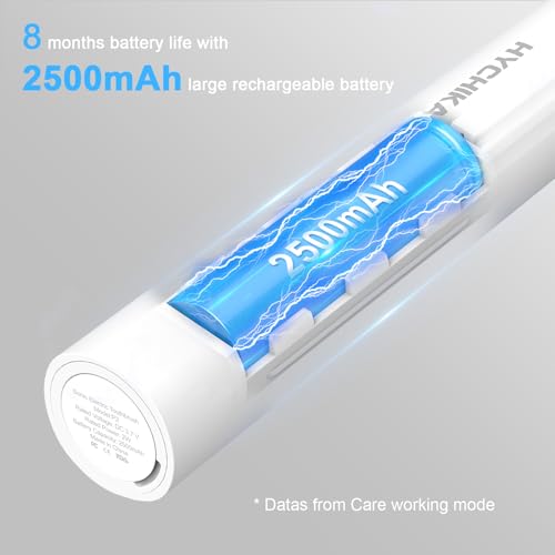 240 Days Battery Life Electric Toothbrush for Adults,8 Replacement Heads Rechargeable Battery Operated Toothbrush,3 Modes 2-Min Timer,IPX7 Waterproof,Gift for Family,White - Image 2