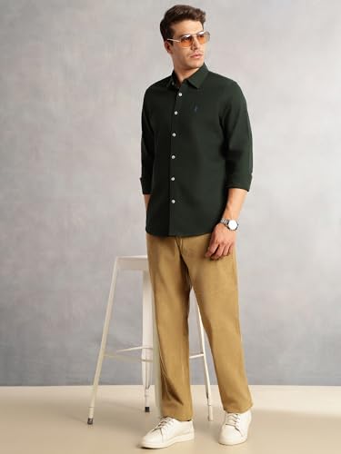Image of Thomas Scott Men's Regular Fit Mid-Rise Corduroy Trouser | Textured Fabric | 4-Pocket Casual Pants for Men