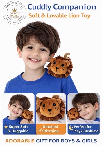 Image of OTTO'S WORLD Magnetic Shoulderpet Lion Plush Toy for Kids | Wearable Soft Plush Shoulder Buddy | Cute Animal Stuffed Toy | Birthday & Return Gift for Boys & Girls (Pack of 1)