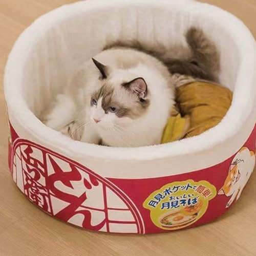 Tente d'hiver pour chat et petit chien coussin en peluche motif nouilles - 4