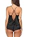 Ekouaer Petite Satin Pajamas Set for Women Silky Backless Lingerie Black Pjs Cami Top and Shorts Nightwear X-Small