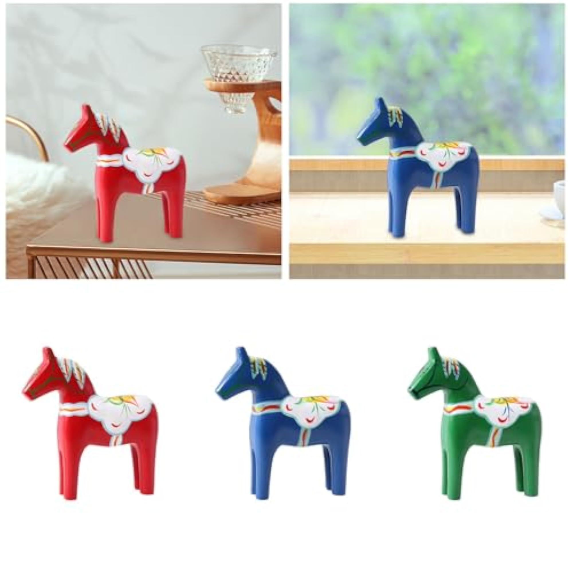 Wooden Dala Horse Ornament Color Painting for Collection