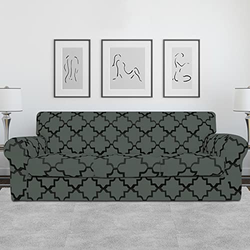 Image of Easy-Going 4 Pieces Stretch Sofa Cover for 3 Cushion Couch Washable