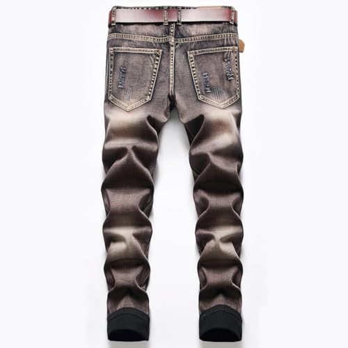 Jeans Pants Trouser Denim Men Street Trendy Grinding Fading Washed Personalized Wings Embroidered Piercing3