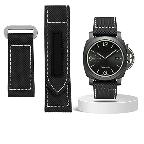 Bracelet montre 26mm en nylon bleu et noir pour Panerai Luminor